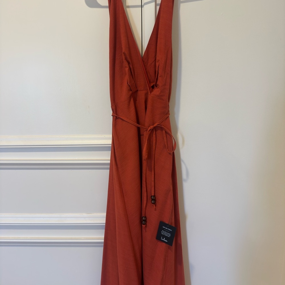 NWT Lulu's Rust Orange Backless Maxi Dress